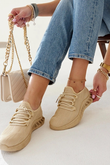 Beige stof sneakers Weekley 2