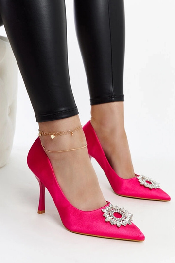 Pink satin-finish stiletter med zirkoner fra Susegana 2