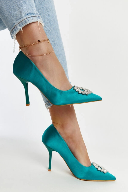 Grønne satin-finish stilletter med... Grønne satin-finish stilletter med...