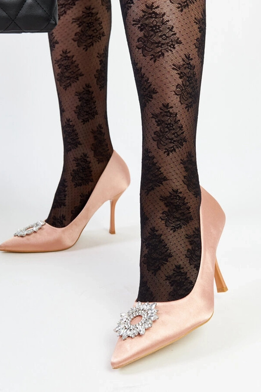 Beige satin-finish stiletter med...