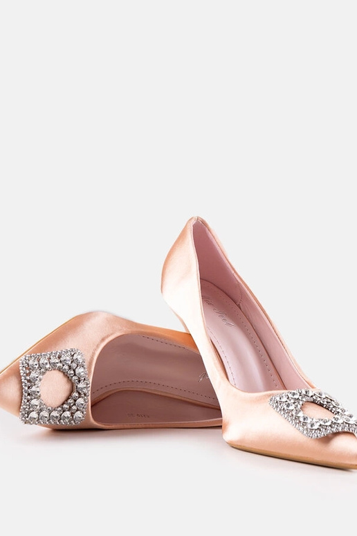 Beige satin-finish stiletter med...