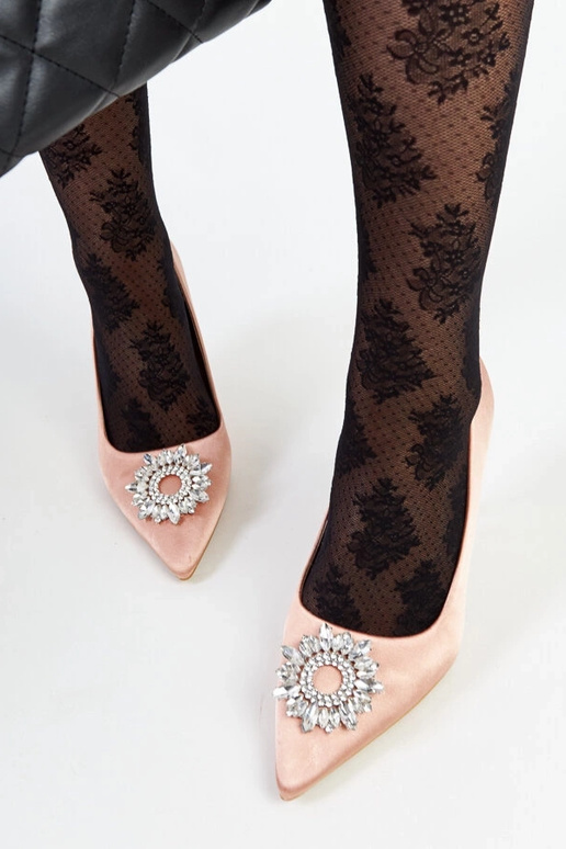 Beige satin-finish stiletter med...