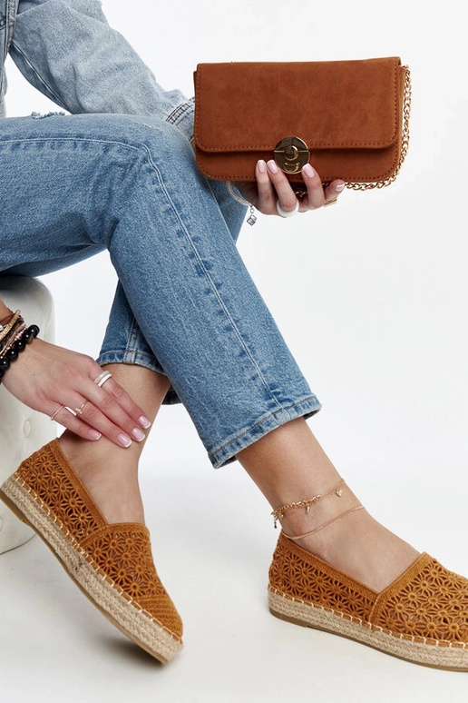 Samra Brown Lace Espadrilles på platform