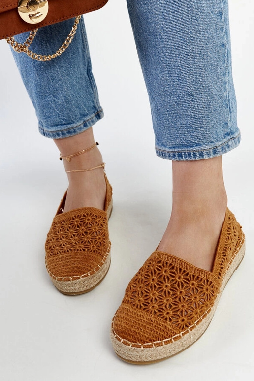 Samra Brown Lace Espadrilles på platform