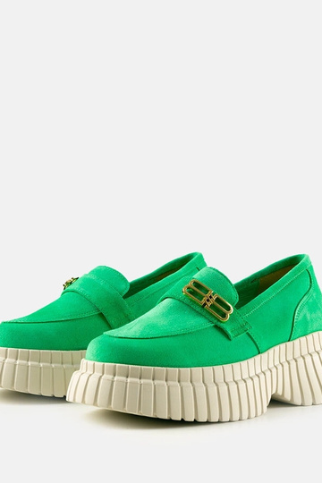 Groene suède veterschoenen... 2