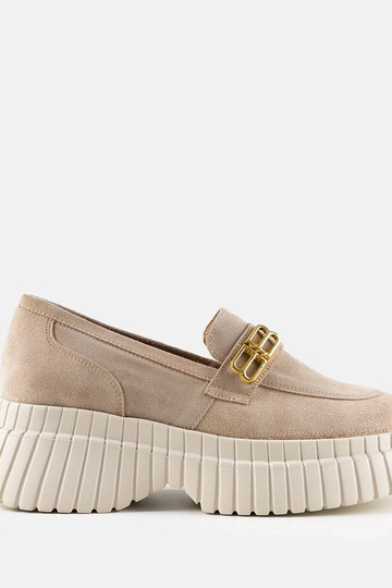 Beige suède veterschoenen... 2