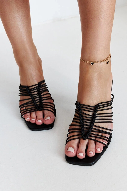 Sorte dameflip-flops med høj hæl,...