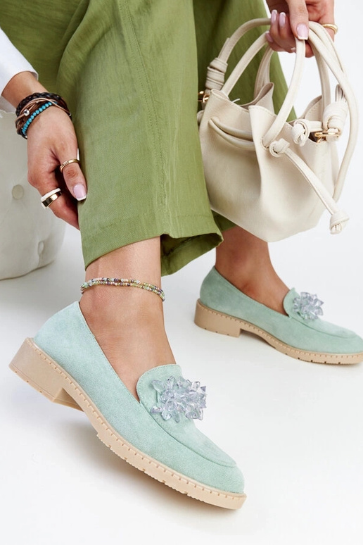 Lysegrøn ruskindsmokkasiner med... Lysegrøn ruskindsmokkasiner med...