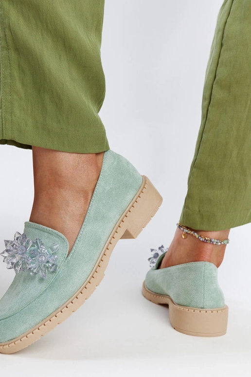 Lysegrøn ruskindsmokkasiner med... Lysegrøn ruskindsmokkasiner med...