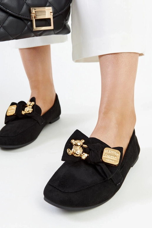 Sorte loafers med dekorativ...