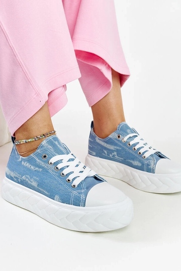 Blå høj platform sneakers...