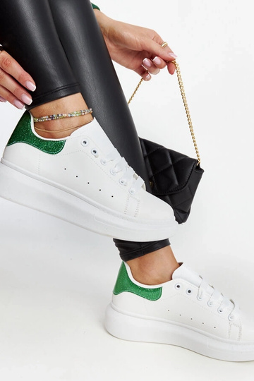 Hvide og grønne øko-læder sneakers Fatimah