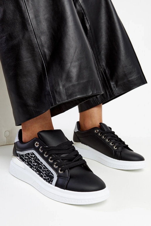 Sorte glitter platform sneakers Fekete