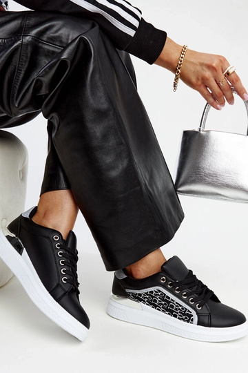 Sorte glitter platform sneakers Fekete 2