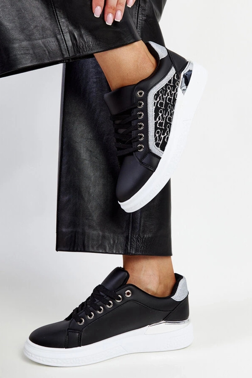 Sorte glitter platform sneakers Fekete