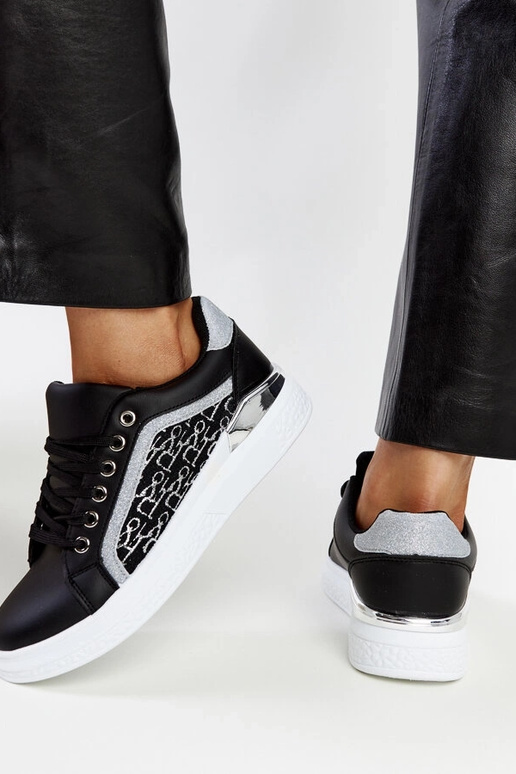 Sorte glitter platform sneakers Fekete
