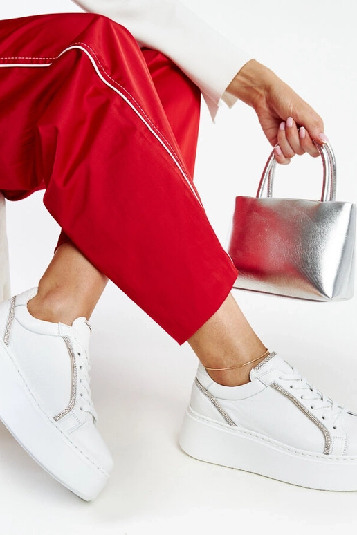 Witte leren sneakers met zirconia Karino Witte leren sneakers met zirconia Karino