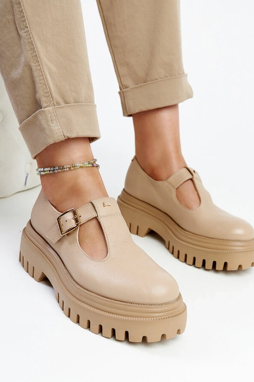 Donkerbeige leren veterschoenen Karino Donkerbeige leren veterschoenen Karino