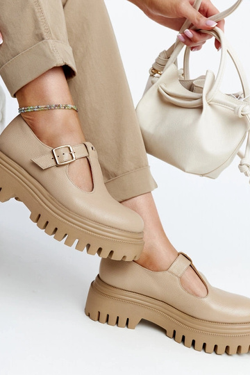 Donkerbeige leren veterschoenen Karino 2