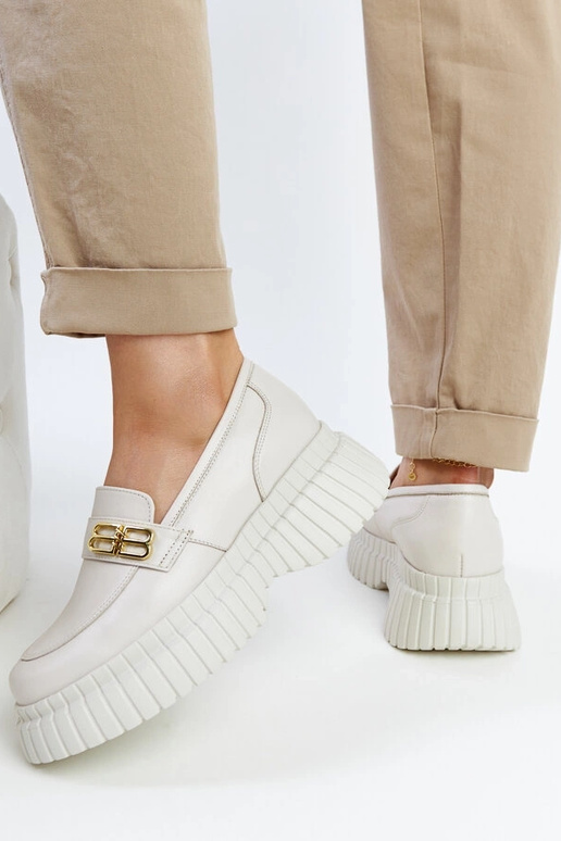 Lichtbeige leren veterschoenen Karino Lichtbeige leren veterschoenen Karino