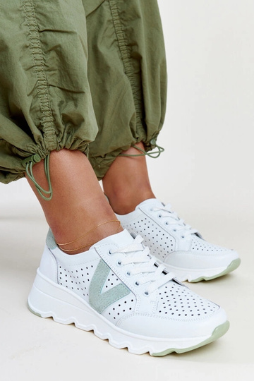 Witte leren geperforeerde...