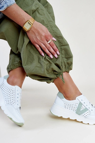 Witte leren geperforeerde... 2