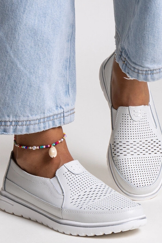 Lichtgrijze leren veterschoenen Vinceza