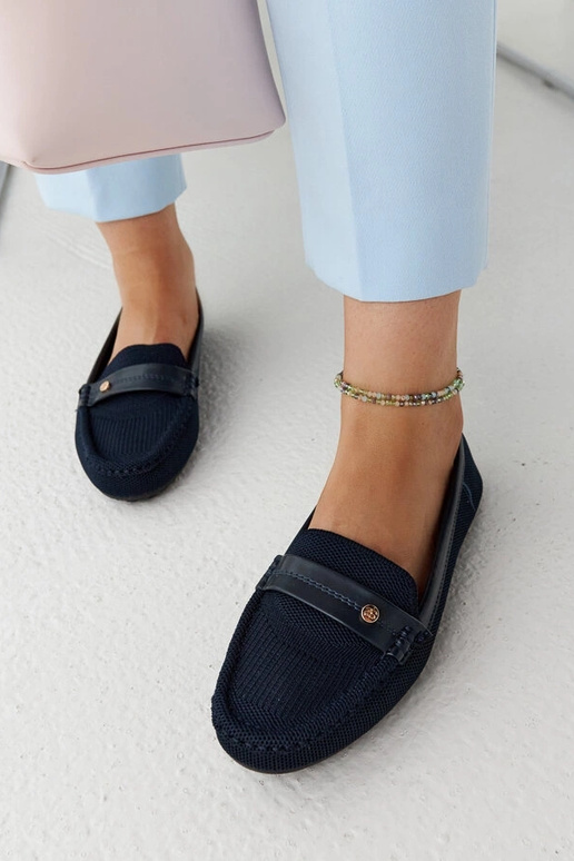 Marineblå stof mokkasiner Fombio Marineblå stof mokkasiner Fombio