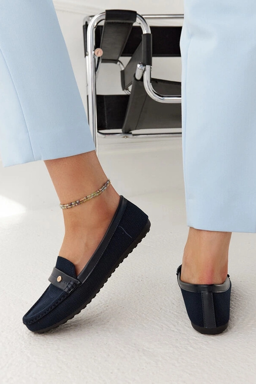 Marineblå stof mokkasiner Fombio Marineblå stof mokkasiner Fombio