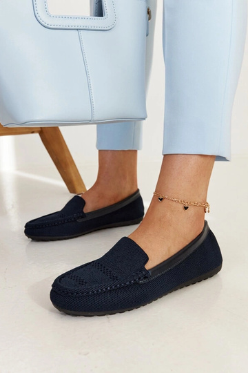 Marineblå stof loafers... 2