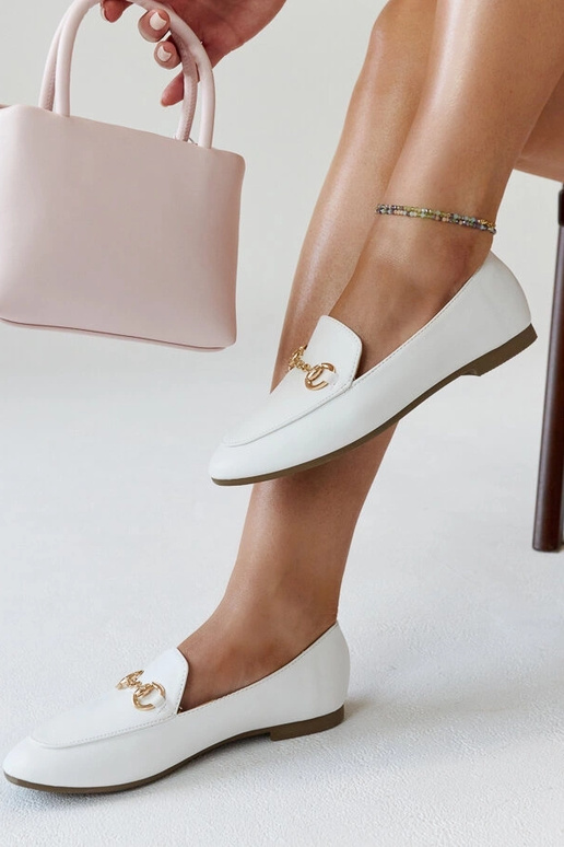 Hvide Erminia Spænde Mokkasiner Hvide Erminia Spænde Mokkasiner