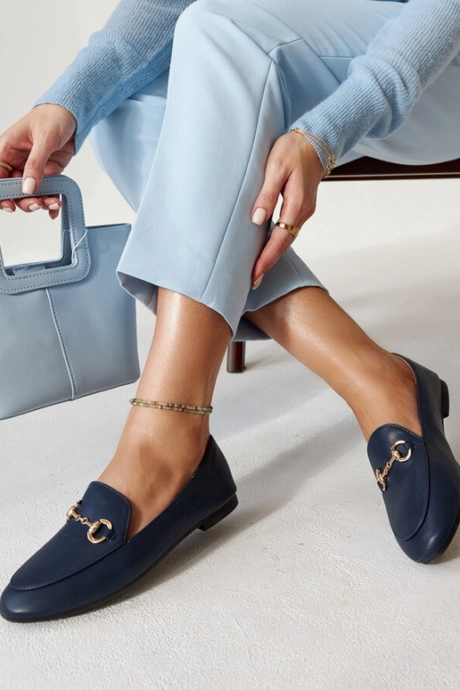 Marineblauwe mokassins met gesp Erminia Marineblauwe mokassins met gesp Erminia