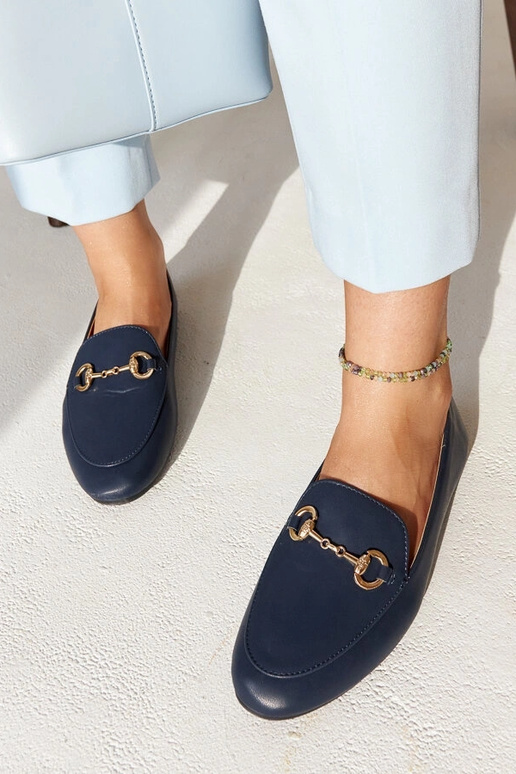 Marineblauwe mokassins met gesp Erminia Marineblauwe mokassins met gesp Erminia