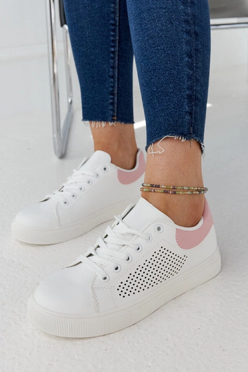 Hvide og lyserøde gennembrudte sneakers Semhar 2