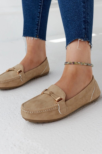 Beige Scafati loafers i mat...