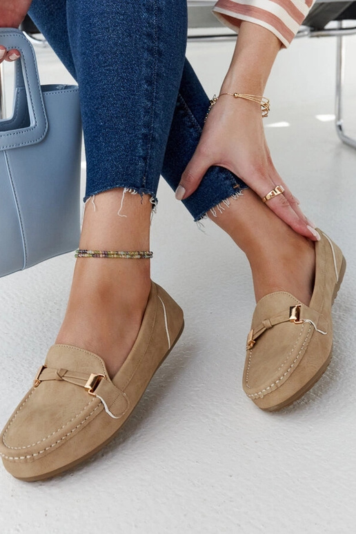 Beige Scafati loafers i mat finish Beige Scafati loafers i mat finish