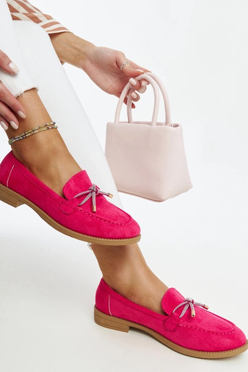 Donkerroze mocassins met decoratieve strik Endike