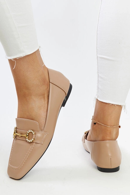 Beige Areebah Buckle Moccasins Beige Areebah Buckle Moccasins