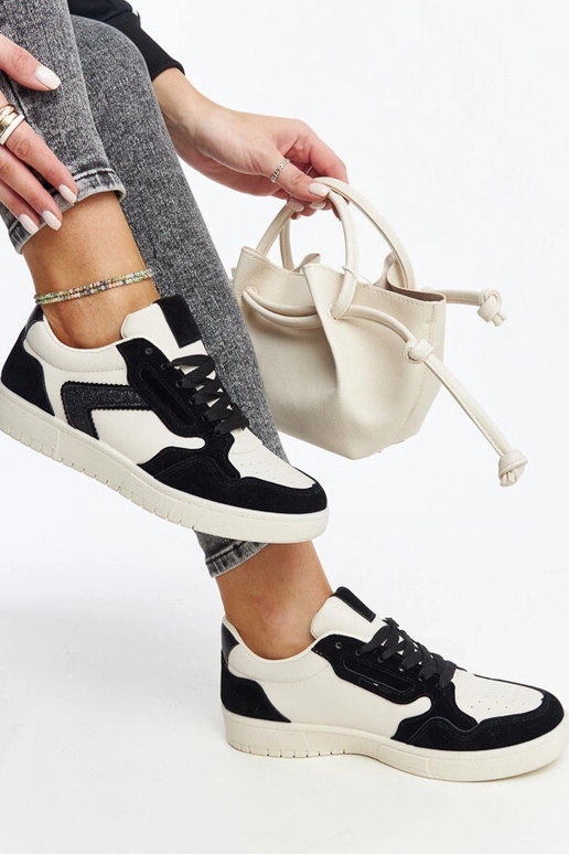 Juwan sort og hvid glitter sneakers
