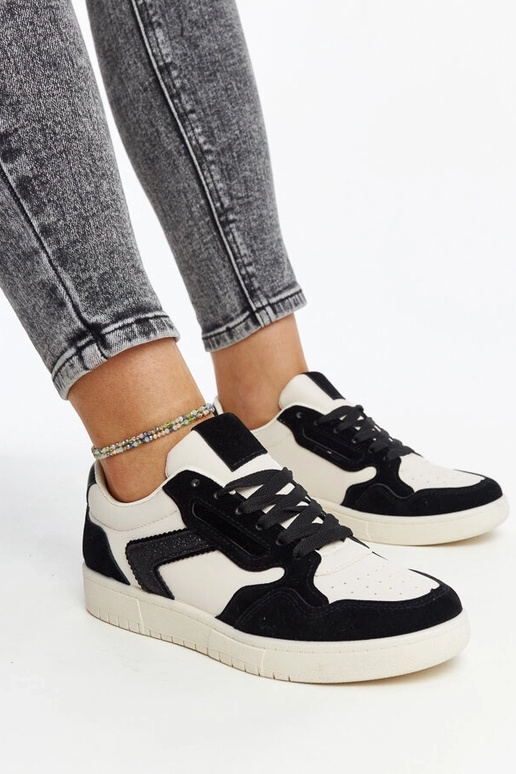 Juwan sort og hvid glitter sneakers