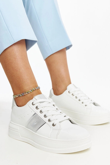 Hvide og sølv sneakers med en tykkere Finestra sål