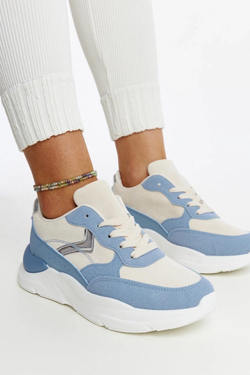 Beige-blauwe sneakers op...