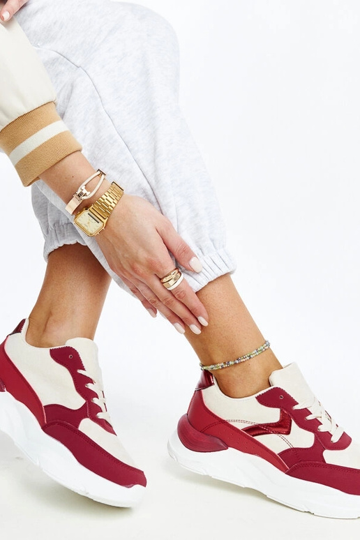 Beige og røde Nereida platform sneakers