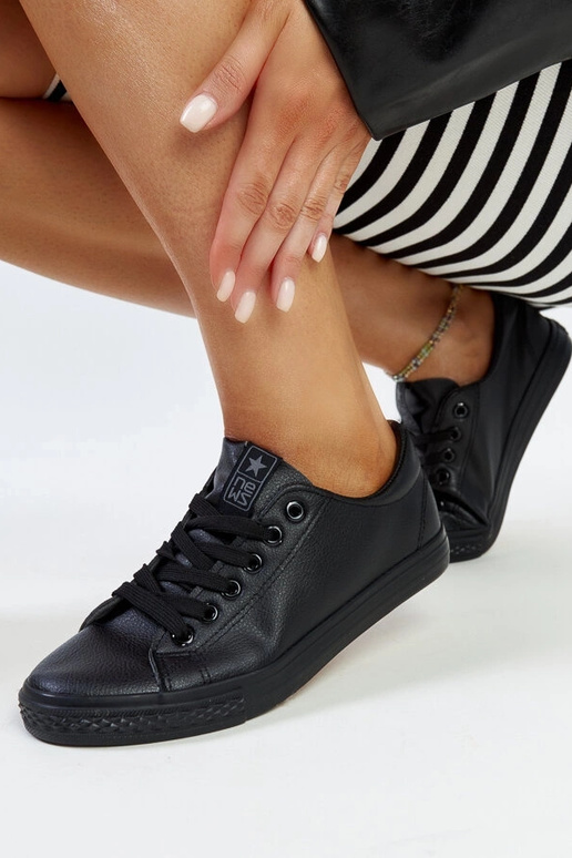 Sorte øko-læder sneakers Luz