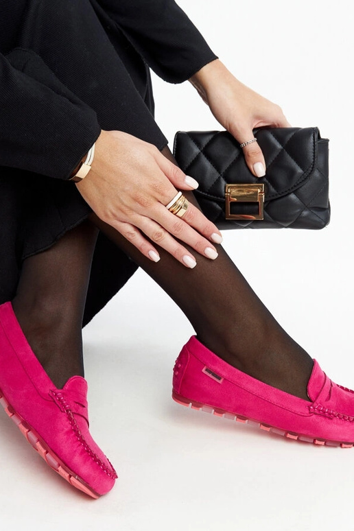 Nafisah Dark Pink Ruskind Loafers