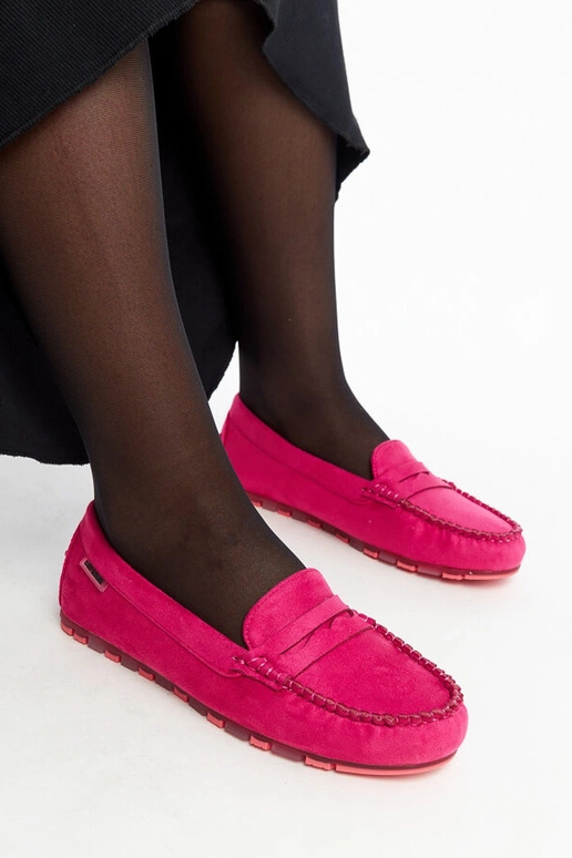 Nafisah Dark Pink Ruskind Loafers