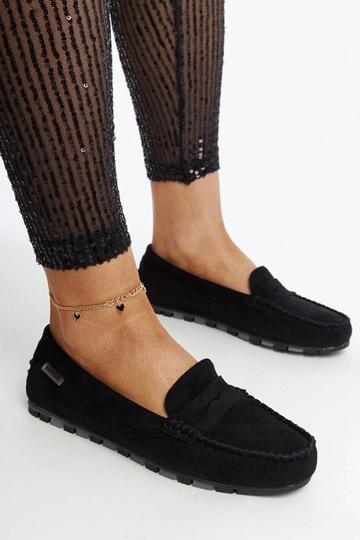 Zwarte suède mocassins Nafisah