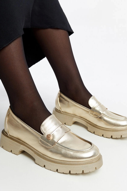 Gouden mocassins van kunstleer Mladenka