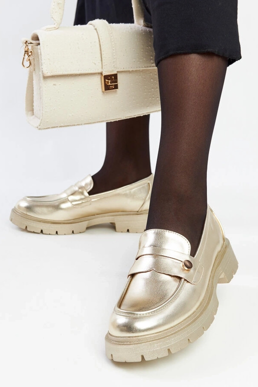 Gouden mocassins van kunstleer Mladenka