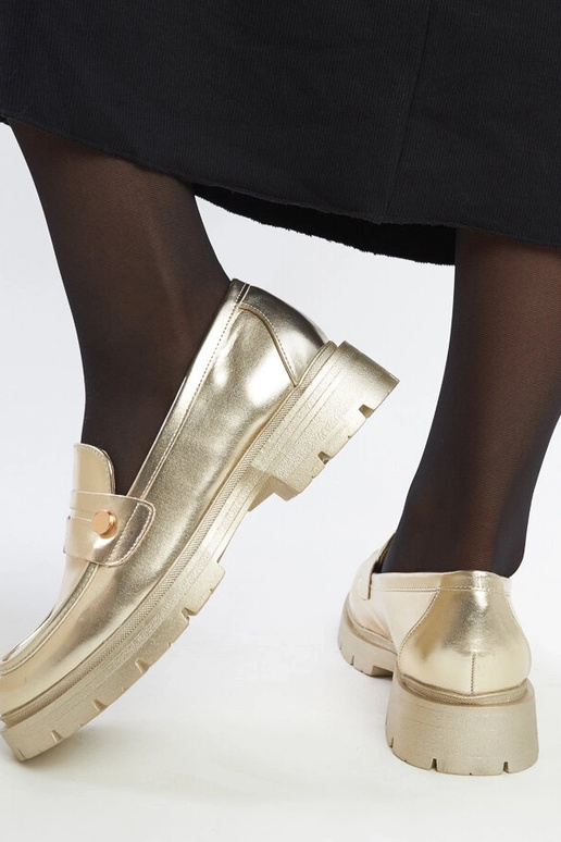 Gouden mocassins van kunstleer Mladenka